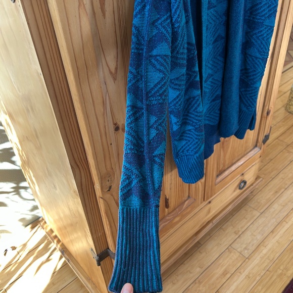 St. Johns Bay Cardigan Sweater Open Front Textured Turquoise Women's Size Medium - Picture 4 of 7